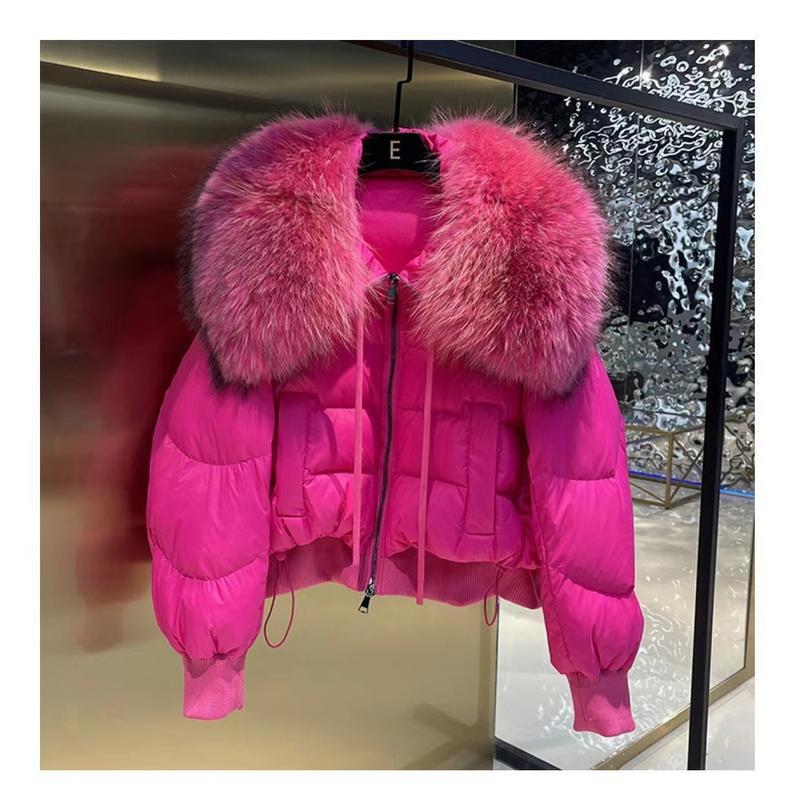 Women's Autumn And Winter High-end Down Jacket Imitation Raccoon Fur Collar Loose Short Jacket