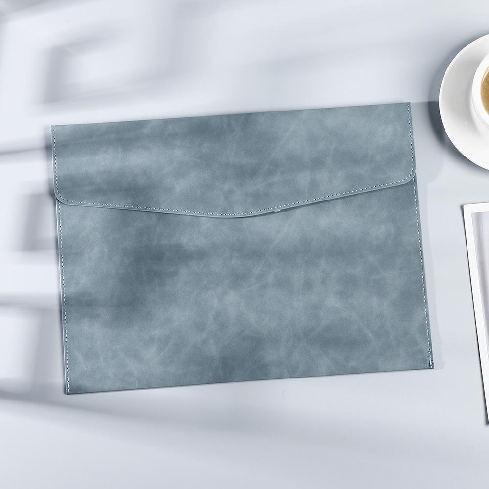 Waterproof Leather A4 Document Folder with Snap Button Closure - Portable, Large Capacity, Business File Organizer