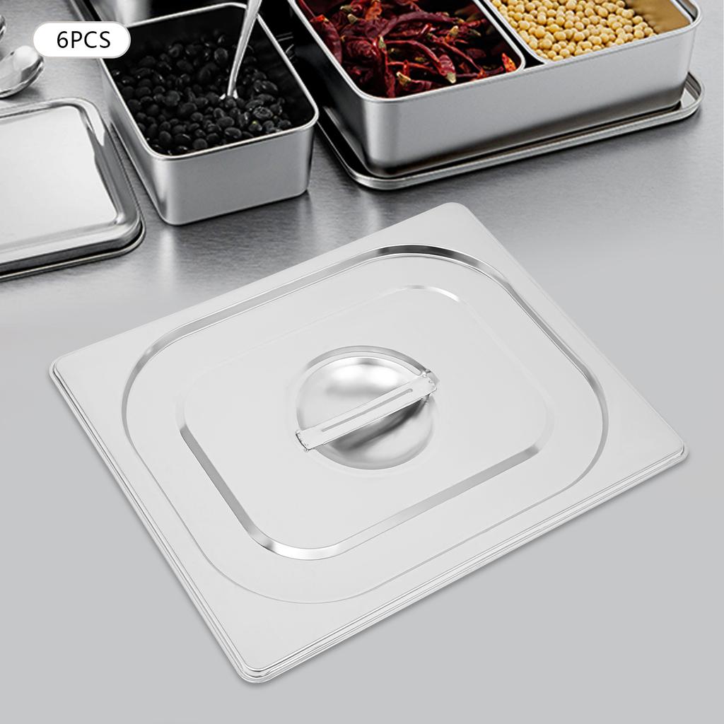 6pcs Stainless Steel Hotel Pan Cover,Silver Table Catering Food Pan Lid 32.5*26.5cm for Home Kitchens,Restaurants