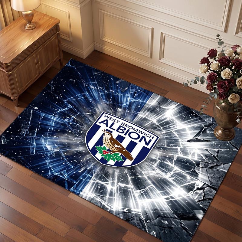 Tappeto in Velluto di Cristallo con Stampa del West Bromwich Albion Football Club, Comodo Assorbente d'Acqua Antiscivolo Tappeto per Pavimento Interno