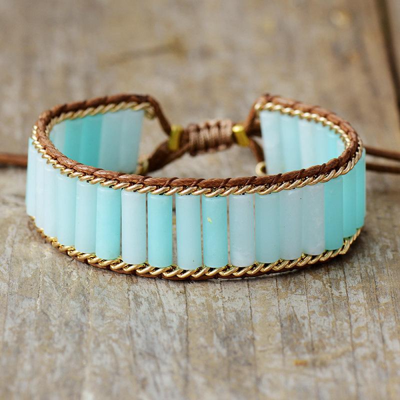 European and American natural stone bohemian tube handmade beaded woven winding bracelet jewelry