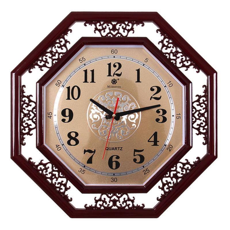 Chinese Style Wall Clock Living Room Square Retro Creative New Chinese Style Household Electronic Quartz Clock Calendar Clock Wall Watch