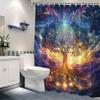 Cosmic Tree Shower Curtain - Glowing Geometric Design, Starry Night Background, Dreamlike Ambiance,  All-Season Bathroom Decor