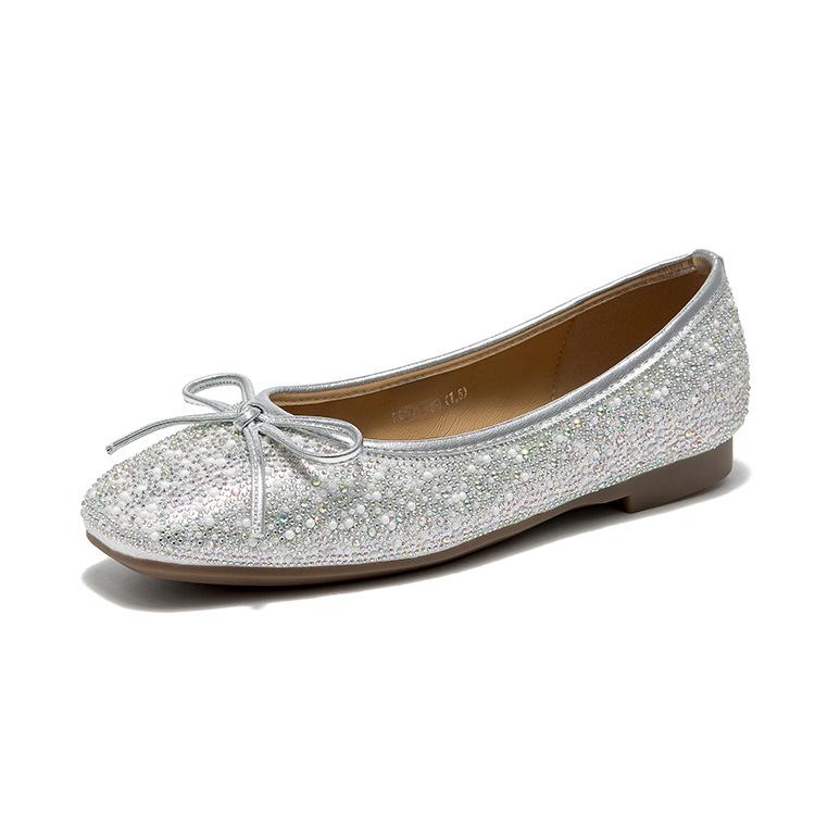 

2025 Женские туфли-лодочки Мэри Джейн из натуральной кожи со стразами - Мягкая подошва и верх, Универсальные повседневные туфли с низким вырезом 40