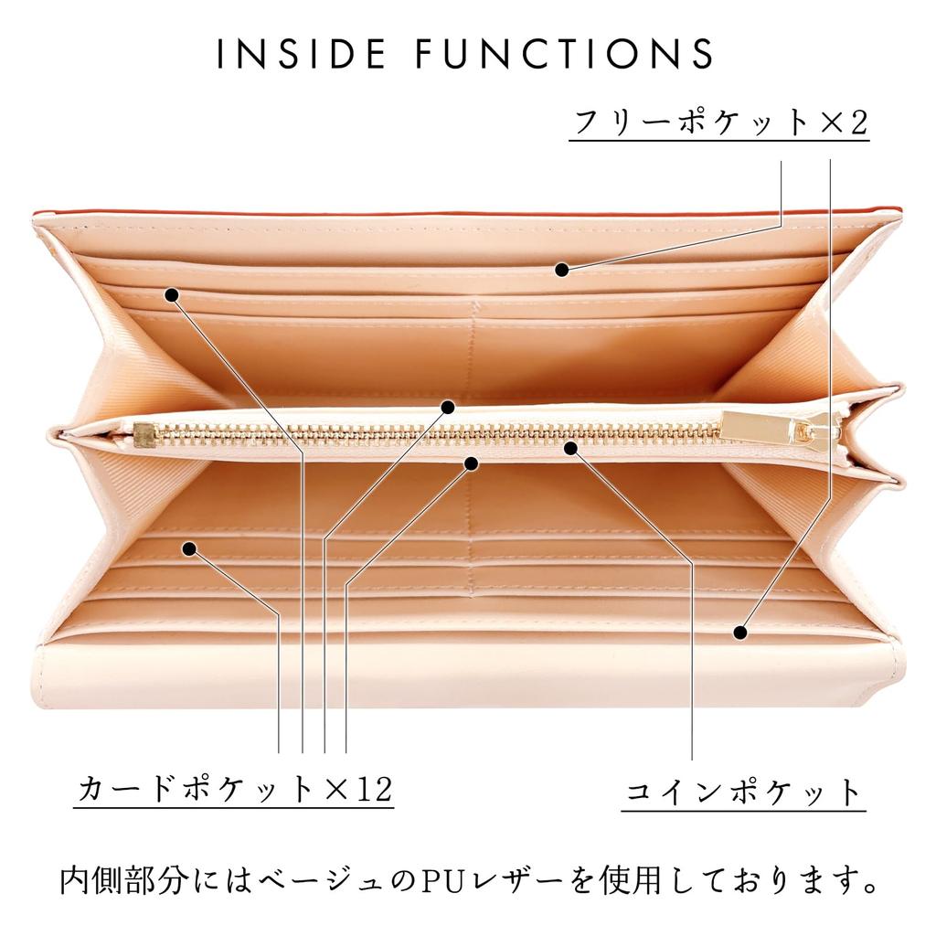 Trendy Yamagishi Leather Tri-fold Long Wallet, Genuine Leather, Men's and Women's, Card Slots, Coin Purse, Billfold, WL-T1-02, Red