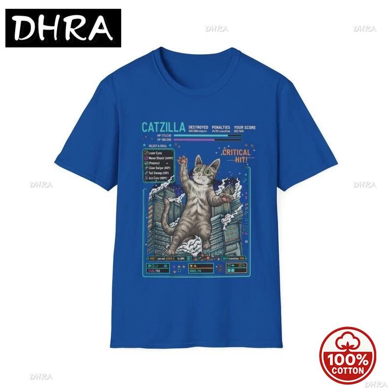 Catzilla Gamer TShirt Funny Cat Gaming Shirt RPG Style Cat Tee Gamer Meme T Shirt Cat Lover Gift Graphic Tees for Gifts TShirt S