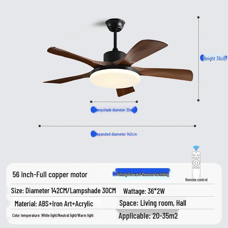Nordic Industrial-Style Silent Ceiling Fan Chandelier for Home or Commercial Use