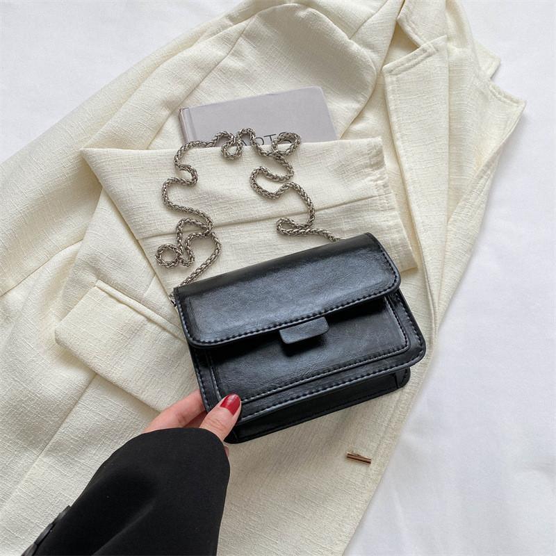 Trendy Retro Small Square Bag 2023 New Casual Korean Style Shoulder Bag In Black чёрный