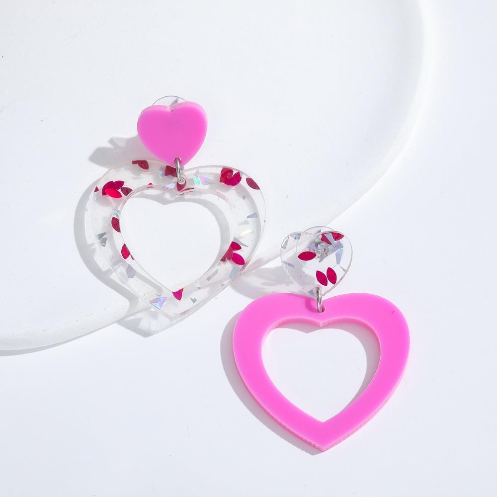 Sweet Personality Mirror-like Acrylic Heart-shaped Pendant Dangle Earrings for Women Romantic Valentine's Day Gift Korea Jewelry