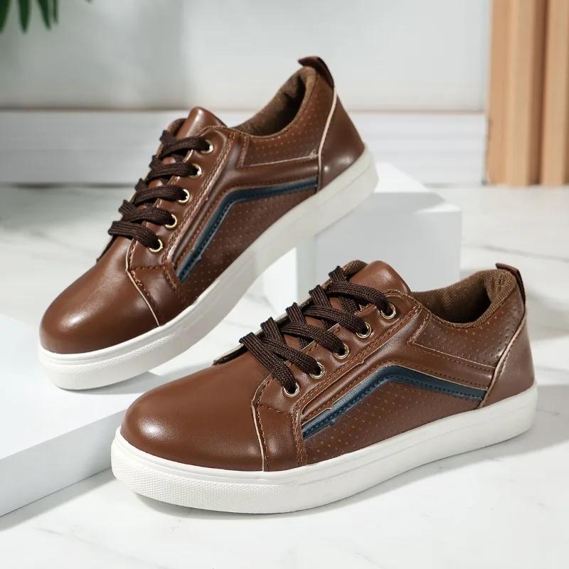 Fashion 2025 Spring and Autumn Fashion Women's Lace-up Flat-soled Sports and Leisure High-Quality Comfortable Vulcanized Shoes for Women