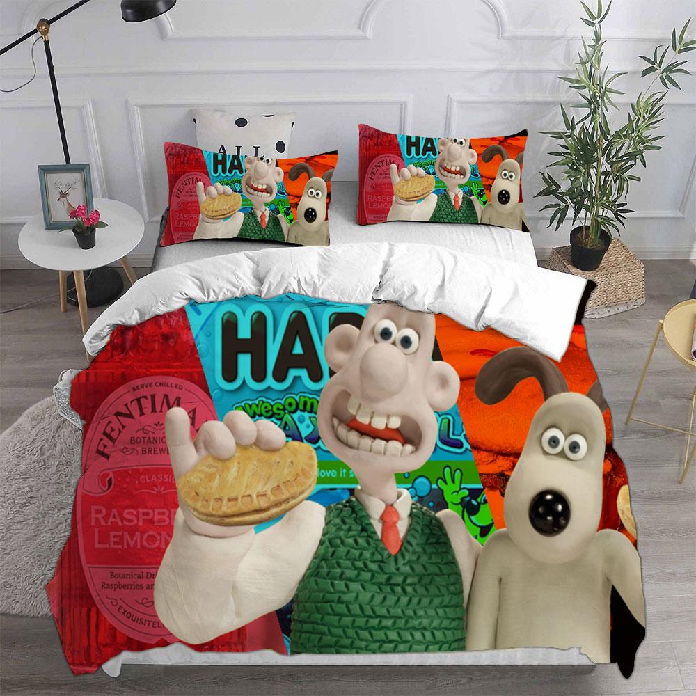 Wallace & Gromit Bedding Sets Comforter Quilt Bed Cover Duvet Cover Pillow Case 2-3 Pieces Sets Kids Adult Size