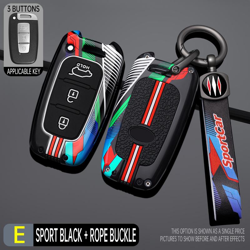Interior Mouldings 3 4 Button Zinc Alloy Car Key Case Cover Fob For Hyundai IX35 Elantra Sonata 8 9 For Kia Sportage K5 K2 Soren