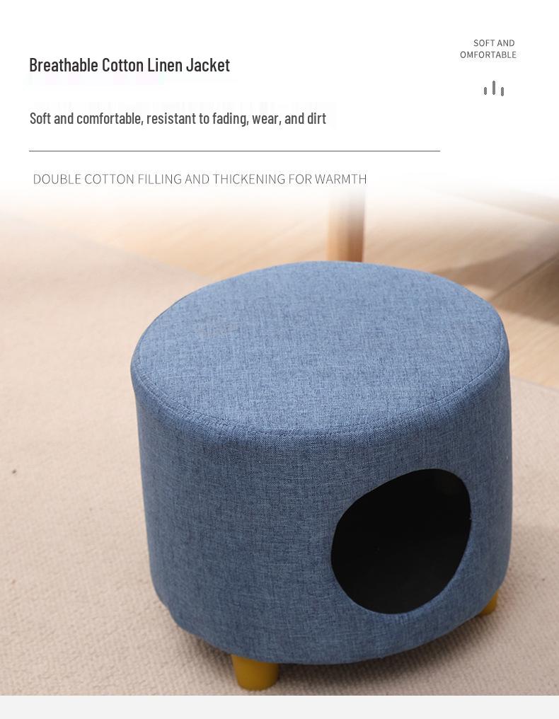 Solid Wood All-Season Cat Bed Stool: Warm Winter Semi-Enclosed Pet Bed for Kittens and Puppies