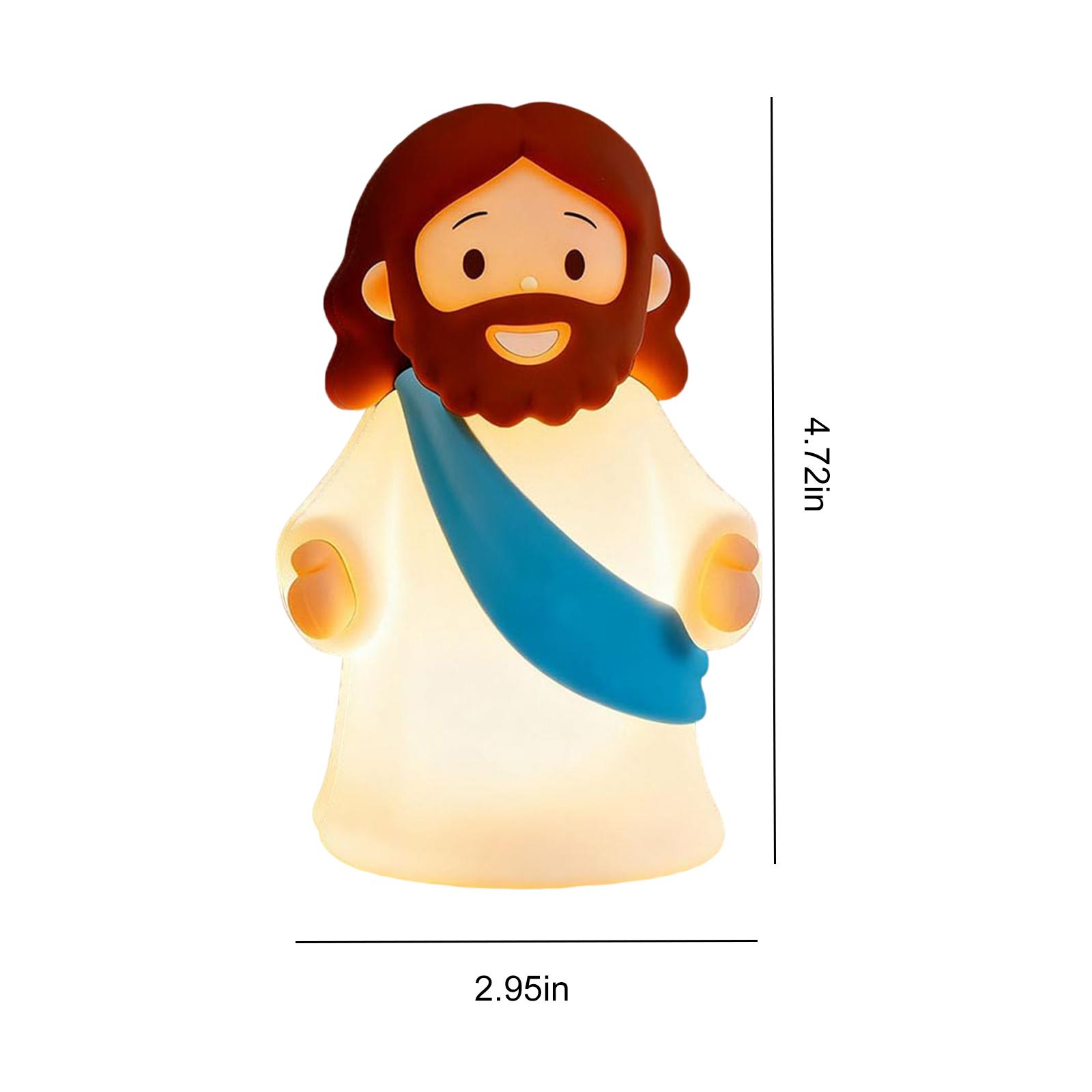 

Red Blue Yellow Jesus Silicone Glowing Ornament Religious Easter Home Bedroom Table Decoration Tap Control Night Light Cute Gift