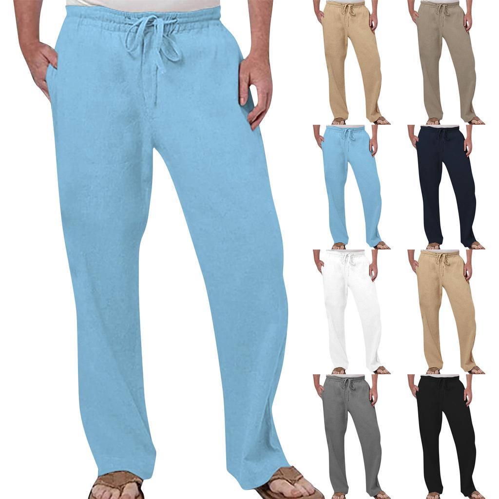 Men's Casual Loose And Comfortable Casual Pants Cotton Linen Buttons Trousers
