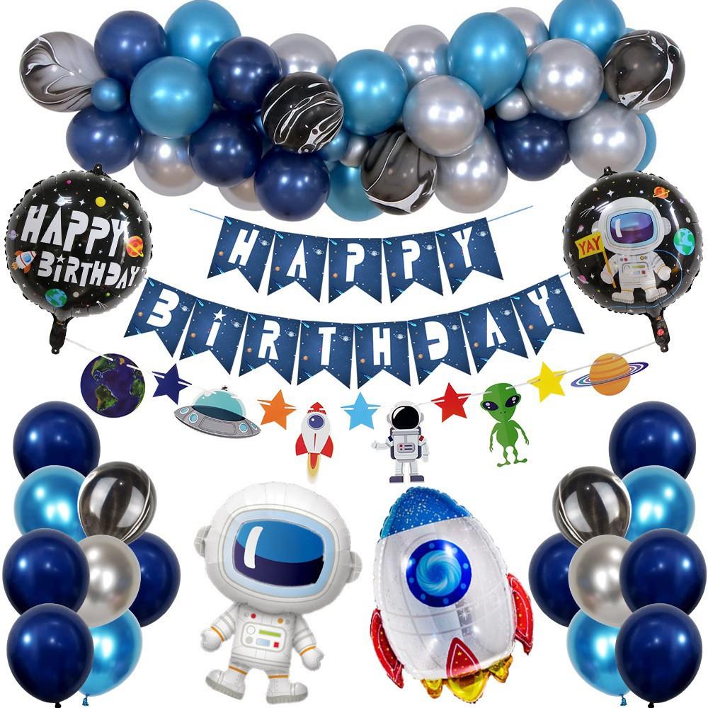 Baby Birthday Space Balloon Set Rocket Astronaut Balloon Universe Planet Theme Children'S Birthday Party