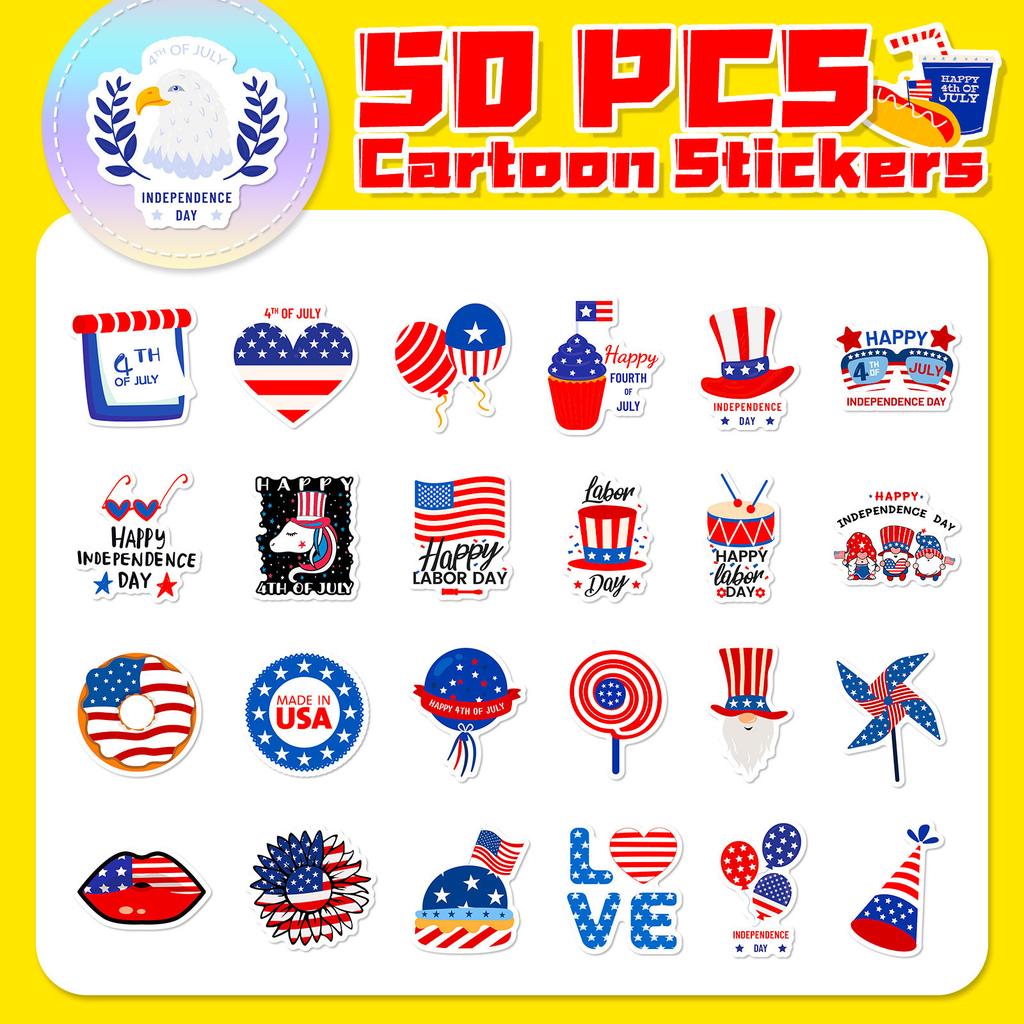 50 American Stickers American Love Butterfly Flag Stickers
