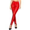 Women Patent Leather Front Zipper High Waist Leggings Wet Look Shiny Tights for Street Club Rave Party Stage Performance