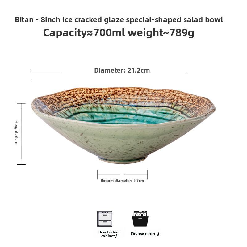 1PC 8-inch Chinese design ceramic bowl, household Japanese ramen bowl, retro tableware, restaurant