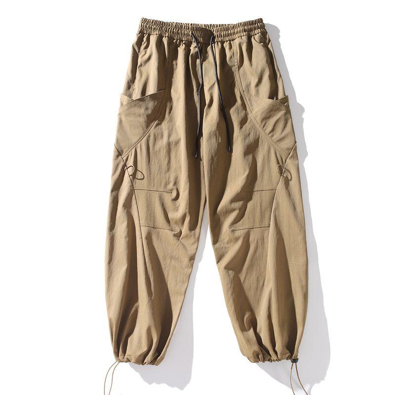 Original Foreign Trade Surplus Stock, Japanese-Style Autumn Work Pants for Men, Straight Loose Fit, Elastic Waist, Can Be Cuffed, Casual Long Pants