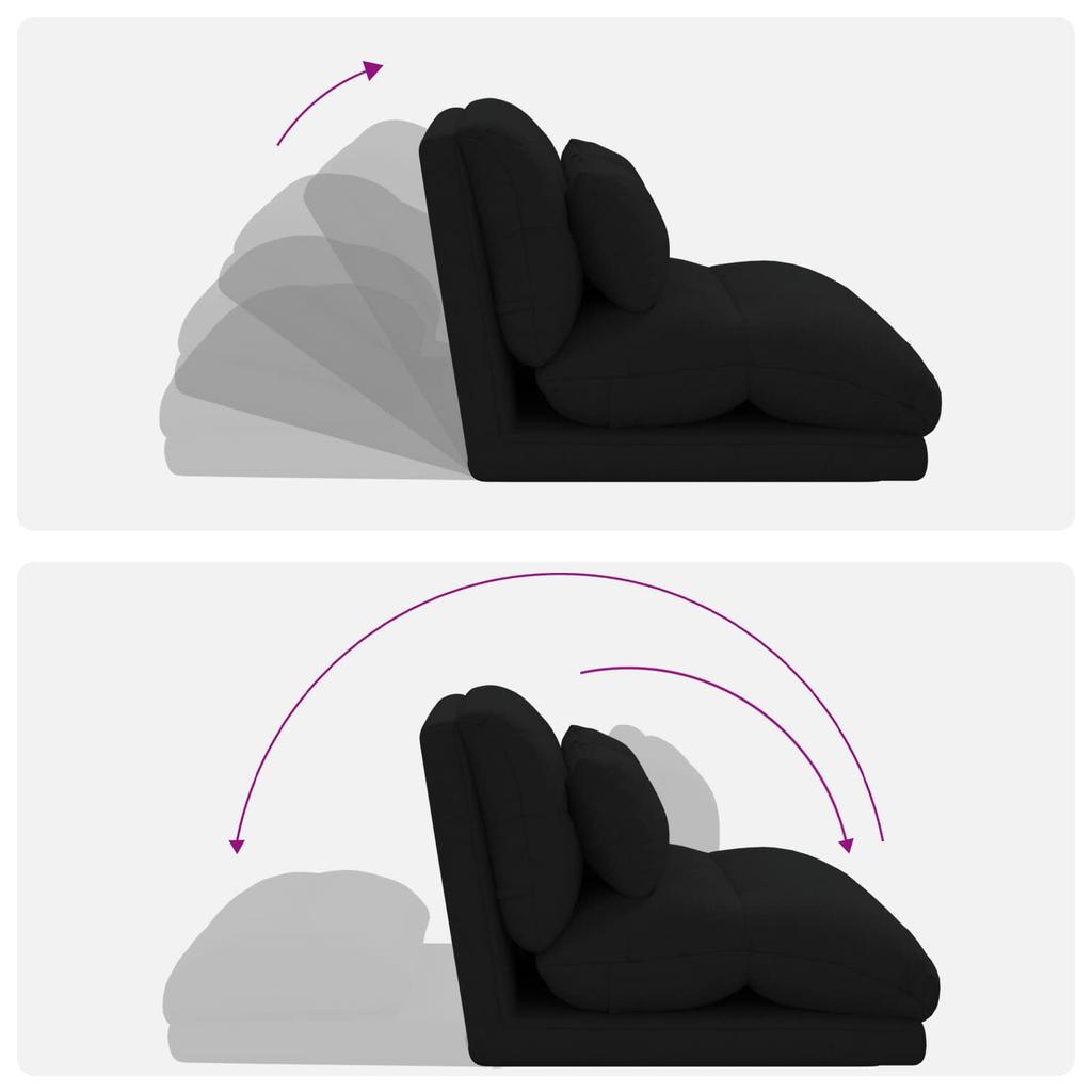 Adjustable Footstool Black Fabric