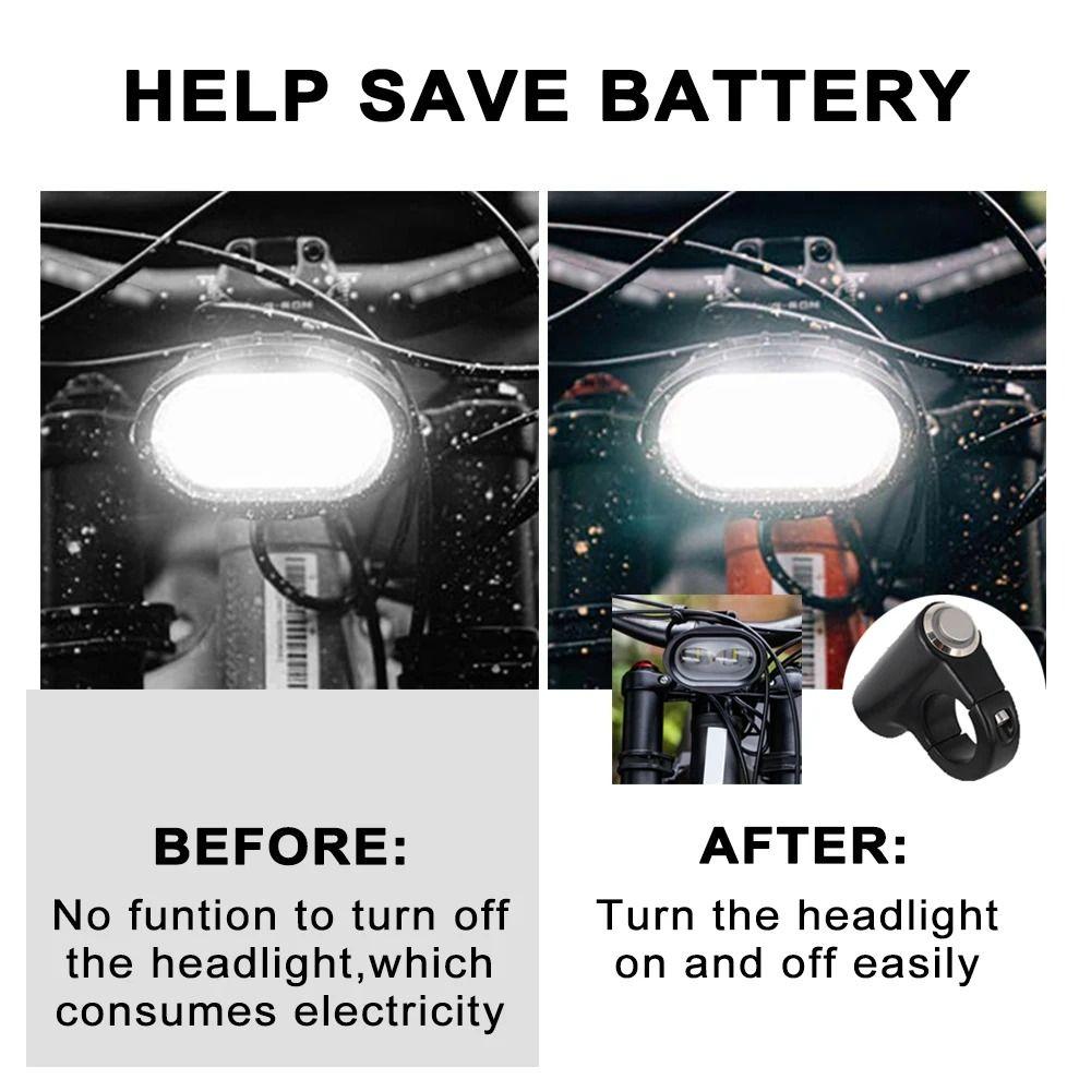 DC 12V Motorcycle Handlebar Switch Self-locking ON/OFF Light Push Button  Scooter Accessories