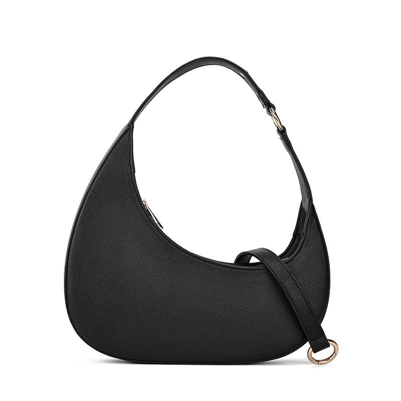 Elegant Solid Color Crescent Shoulder Bag: Chic High-End Handbag for Versatile Daily Use