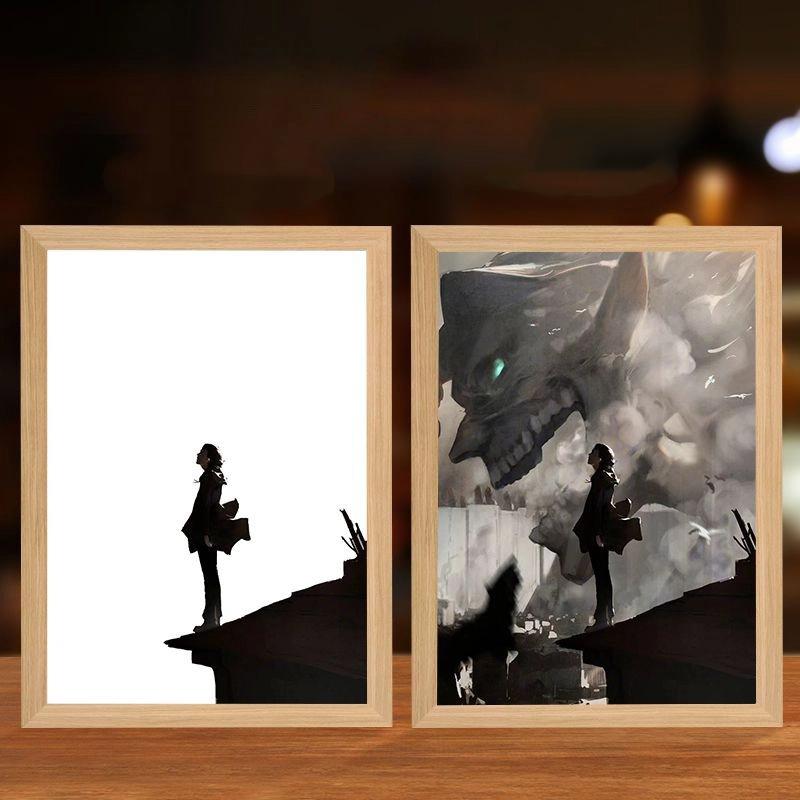 Hot INS Anime Attack On Titan LED Night Light Colorful USB Plug In Three Color Lighting Surprise Desk Lamp Christmas Gift Toy