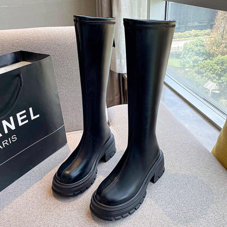 

2025 Women s Elastic Over-the-Knee High-Shaft Slimming Rider Boots with Thick Soles 40