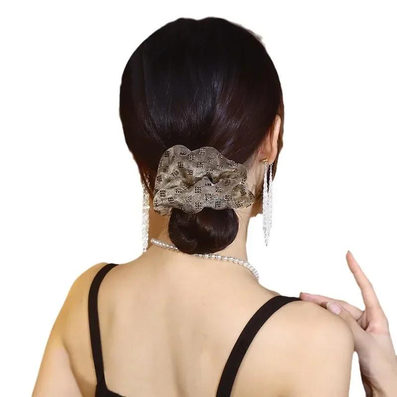 Drilling  Big Scrunchies for Women Organza Large Intestine Ring Fashion   Durable Low Bun Headband  Hair Accessories