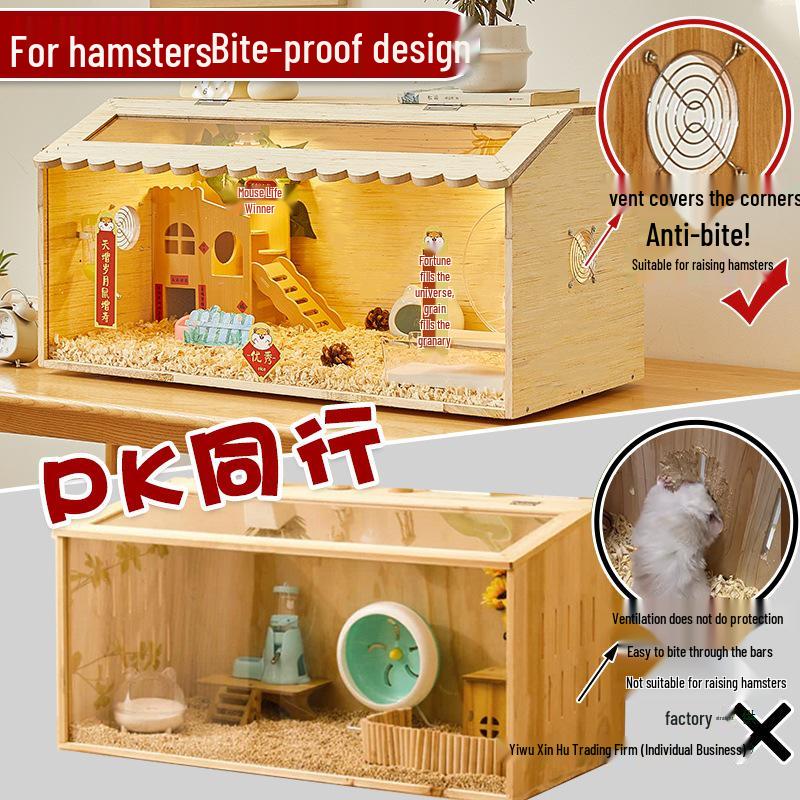 Set de Villa de Lujo para Hámster: Jaula, Nido, Caja de Cría y Escondite para Hámsteres Dorados