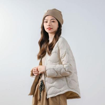 Feather 90 White Duck Down New National Standard Slim V-neck Solid Color Simple Round Neck Warm Down Jacket Women's Jacket