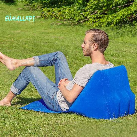 Outdoor-Camping-Kissen, dreieckiges Kissen, PVC-Beflockung, aufblasbares Kissen, tragbar, faltbar, Sommer-Strand-Liegekissen, Outdoor-Reiseausrüstung