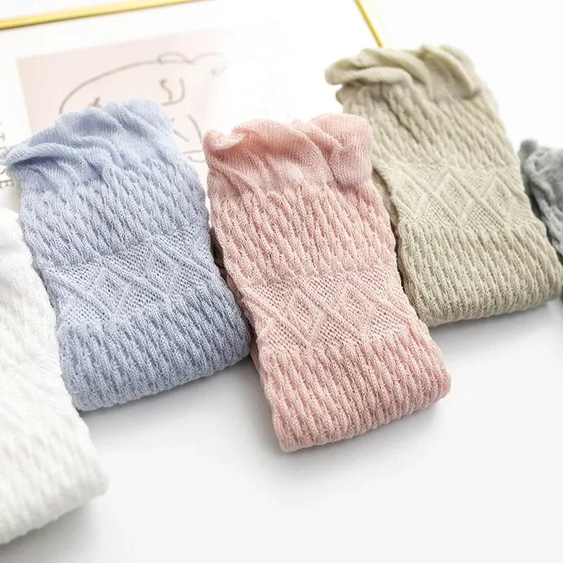 Neue Frühling Sommer Dünne Netzstrümpfe für Neugeborene Kleinkind Kleinkind Einfarbige Weiche Rüschensocken für Baby Mädchen Kniestrümpfe