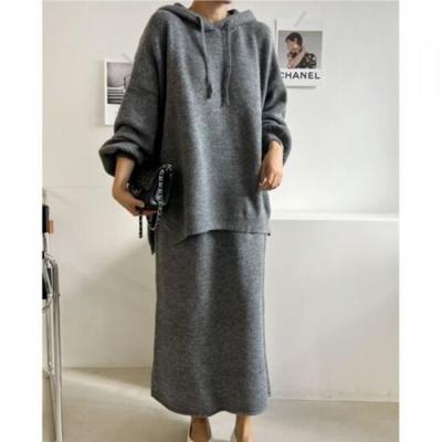 Rellawear Women Luzel Hood Top And Skirt Knit Two Piece Set 3color Rjy250914