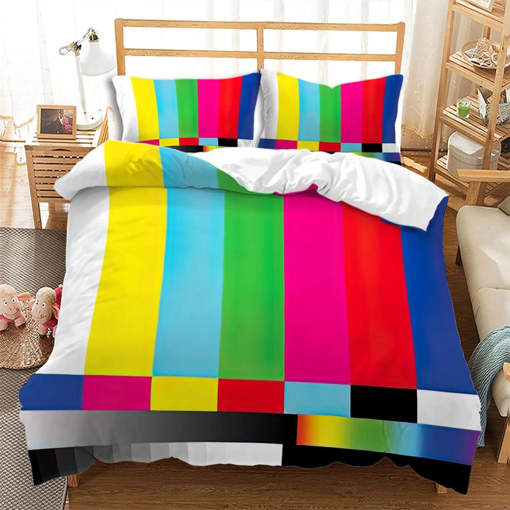 Colorful Stripes Rainbow Bedding Set Soft Comfortable And Breathable Duvet Cover Set 3Pcs Bedclothes Wonderful Gift For Children