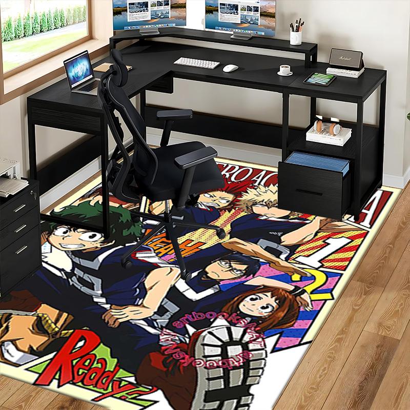 1pc My Hero Academia Chair Mat - Anime Cartoon Design, Non-Slip Carpet for Office Chairs, Home Decor, Living Room, Bedroom, Game Room, Birthday Gift,