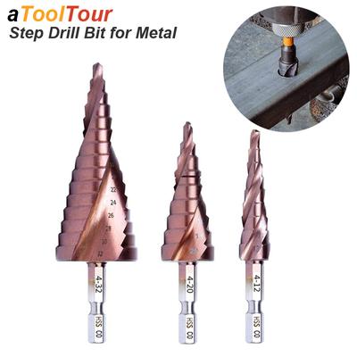 M35 Kobaltowy Wiertło Schodkowe Stożkowe do Metalu Stopu Aluminium Stali HSS CO Stal Szybkotnąca Stożkowy Sześciokątny Chwyt Zestaw Wiertła do Otworów