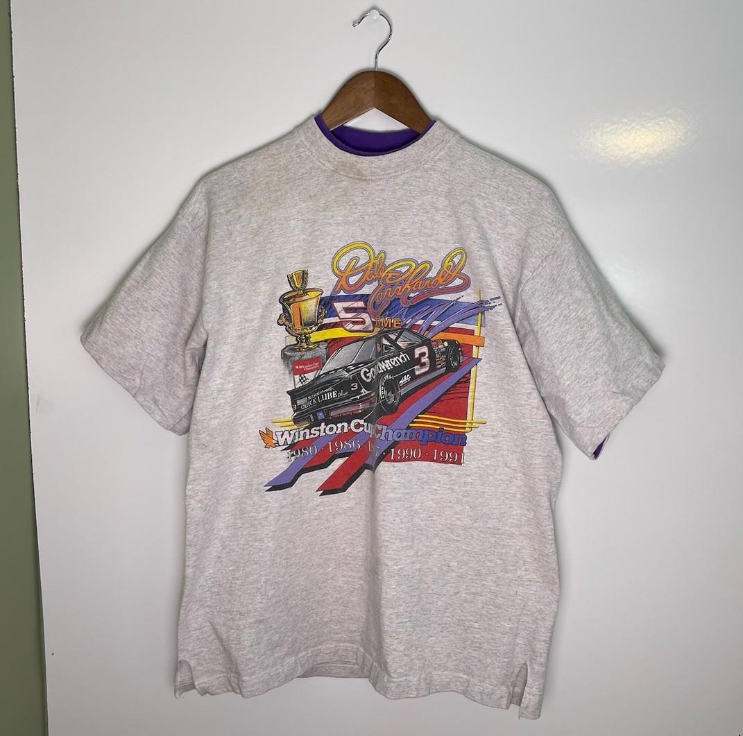 Vtg 90s Dale Earnhardt 5 Time Winston Champion Double Neck T-Shirt Size L XXXL