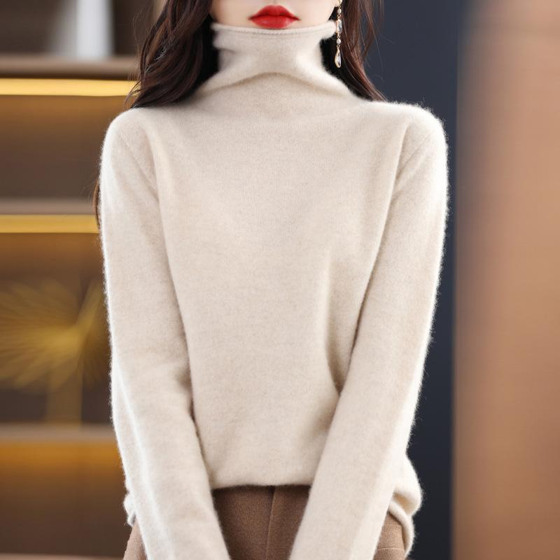 Wollrollkragenpullover Neu Einfarbig High-End Locker Joker Strickpullover Frau
