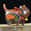 Creative Natural Texture Wooden Cat Figurine Handmade Wood Carving Cat Ornament With Bell Lucky Cat Ornament Home Decoration