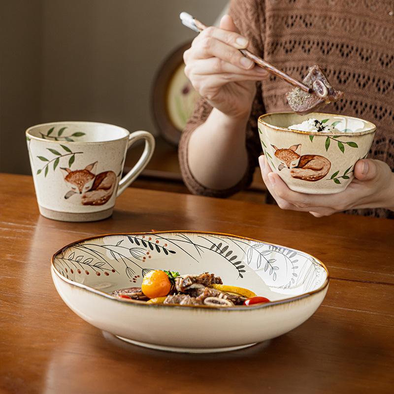 Beautiful Plate 8.5 Inch Ceramic Deep Plate Irregular Salad Plate Vegetable Bowl Outlet