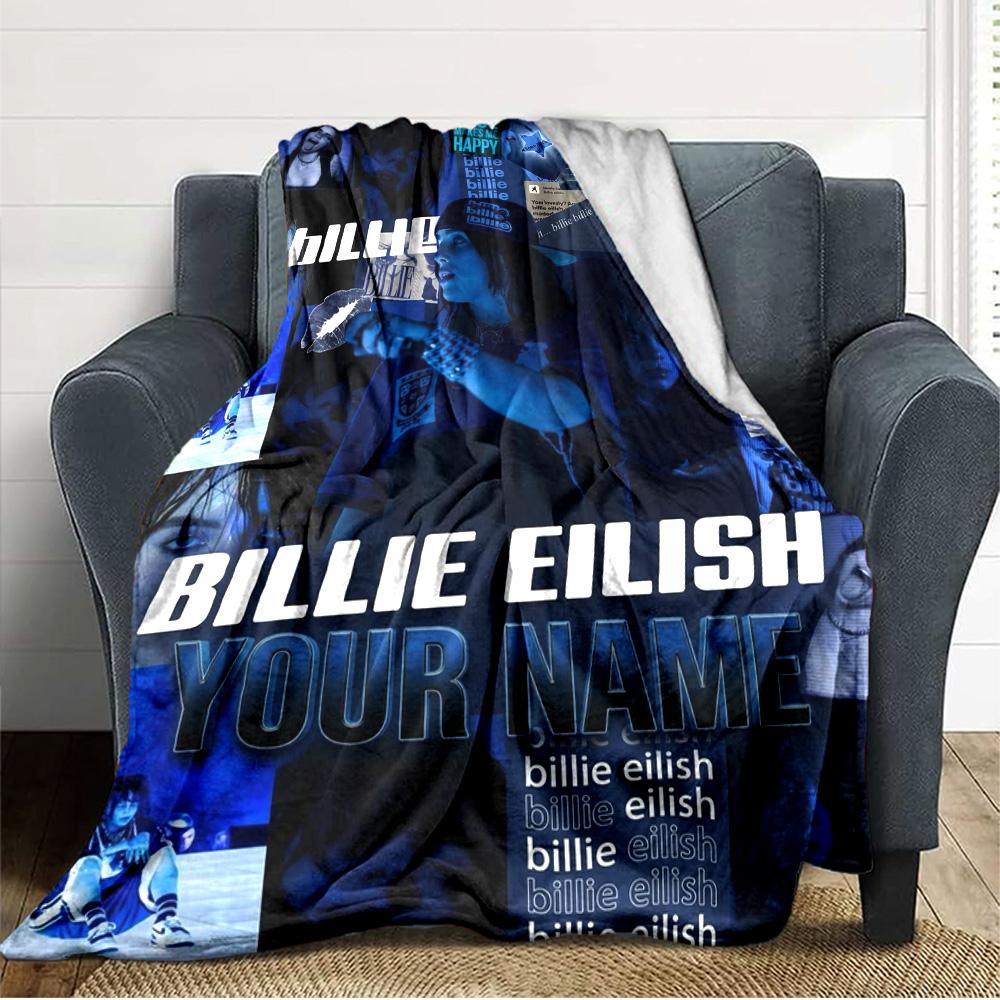 Name Custom Billie Print Flannel Blanket High Quality Warm Comfortable Cover for All Seasons Perfect for Gifts Home Decor