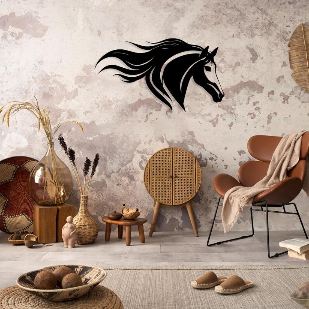 Black Metal Horse Head Wall Art Farmhouse Home Decor