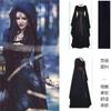 Neues Langarm Rundhals Gürtel Unregelmäßiges Damenkleid Halloween Vintage Kostüm