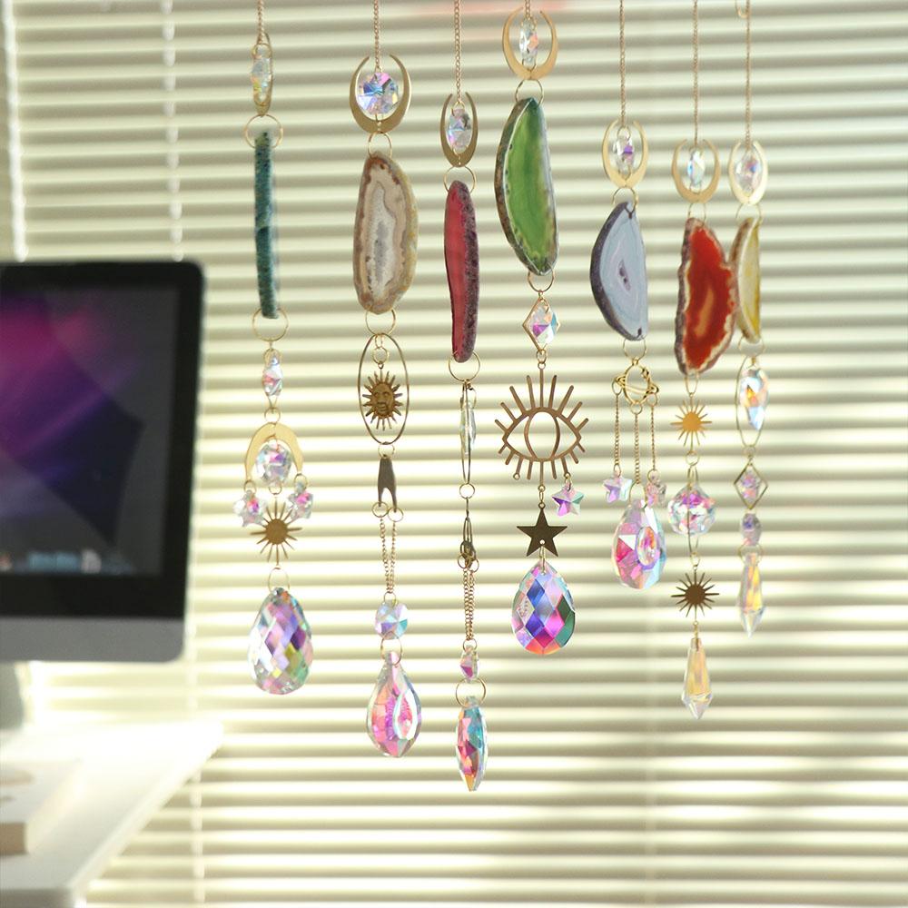 Colorful Crystal Sun Catcher Original Stone Agate Lighting Pendant Funny Rainbow Maker  Bedroom