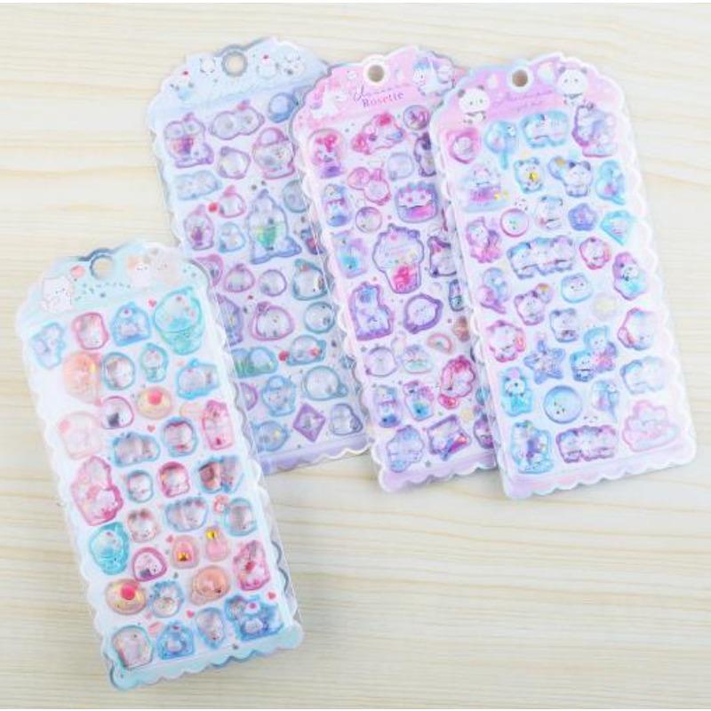 2025 Adorable cartoon sweet cat unicorn 3D embossed sticker scrapbook DIY diary handbook decoration sticker Long Lasting