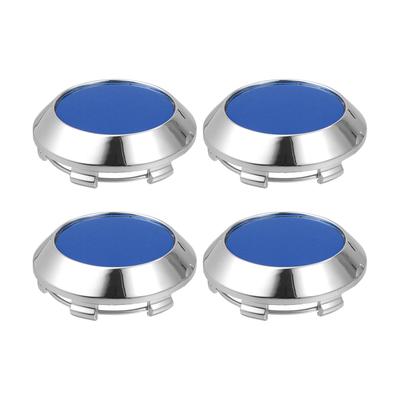 ACROPIX 4 Stück 70mm Durchmesser 6 Clips Rad Reifen Mittelnabenkappe Abdeckung für Fahrzeug Silber Ton Glänzend Blau