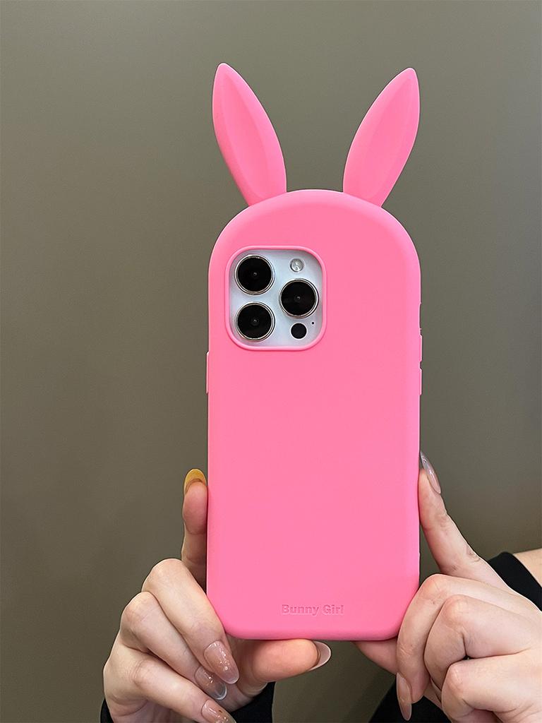 Cute 3D Bunny Rabbit Ear Silicone Phone Case for IPhone 17 13 14 15 16 Pro Max Japan Ins Funny Cartoon Shockproof Back Cover