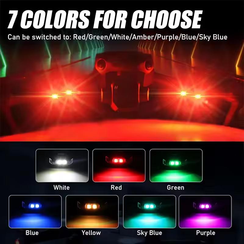 Mini Drone Strobe Light Universal LED Motorcycle Warning Light 7 Colors Anti-Collision Tail Lamp Bike Car Flashing Signal Lamp